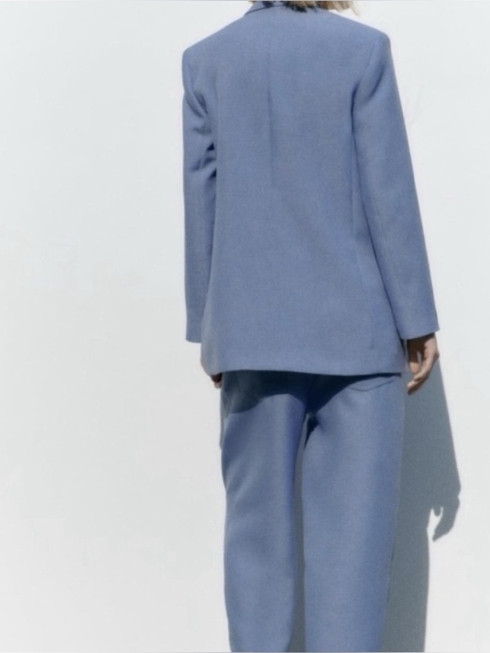 ZARA Set: Single Button Blazer & Tapered Trousers in Pale Blue - M/L - Picture 7 of 16